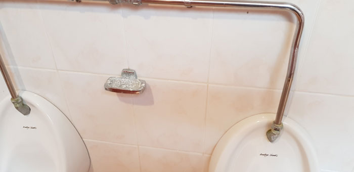 Ash tray still in toilet block